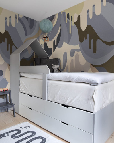 Tapet modern cu design abstract, cu picături colorate, inspirat de curcubeu.