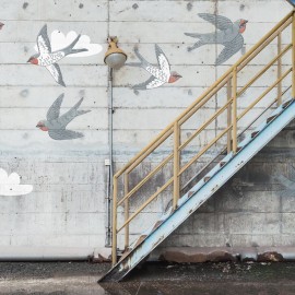 Foto tapet 3D Stairway Graffiti, Swallow, personalizat, Rebel Walls