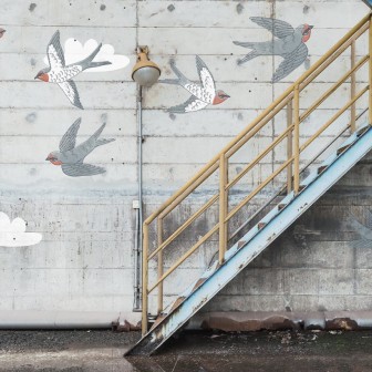 Foto tapet 3D Stairway Graffiti, Swallow, Rebel Walls