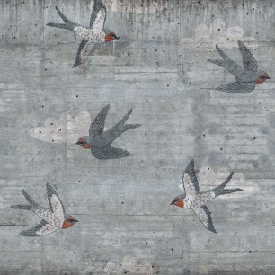 Fototapet Rebel Walls RBW-R16971. Conține culorile: Gri, Gri Fereastră, Maro, Cupru-Perlă, Gri, Gri-Albastru, Negru, Negru Grafit, Roz, Roz Antic