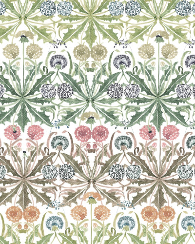 Tapet cu imprimeu floral Dear Dandelions, in culori pastelate, decorat cu un model de plop