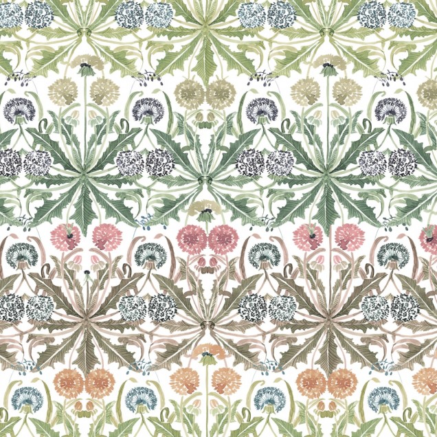 Tapet cu imprimeu floral Dear Dandelions, in culori pastelate, decorat cu un model de plop