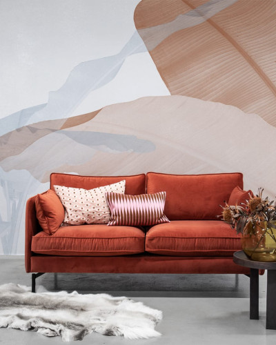 Fototapet cu design abstract de frunze stilizate
