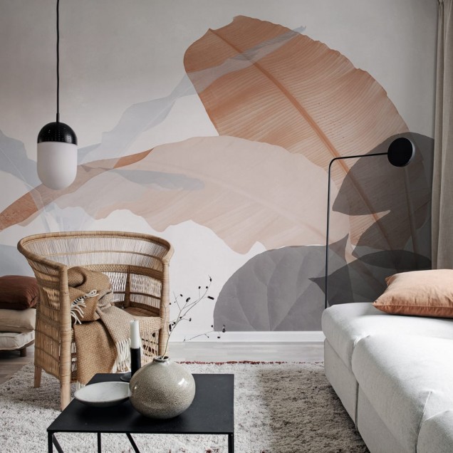 Fototapet cu design abstract de frunze stilizate
