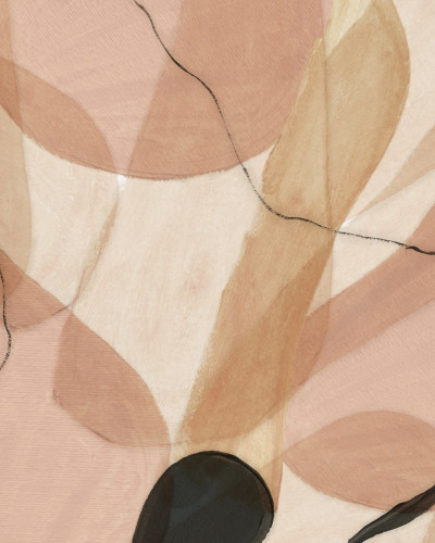 Fototapet abstract roz prăfuit cu canapea portocalie într-un living modern