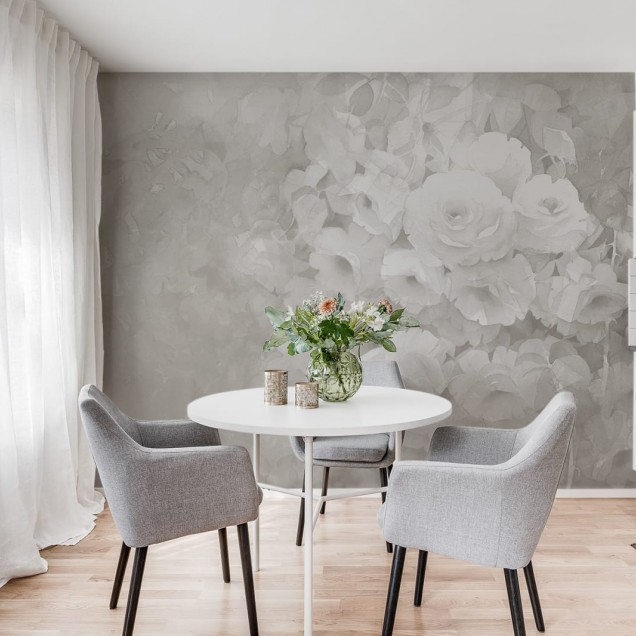 Tapet cu design floral elegant in nuante de gri, tapet Harmony, Gray