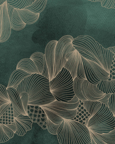 Fototapet elegant cu model abstract verde și auriu