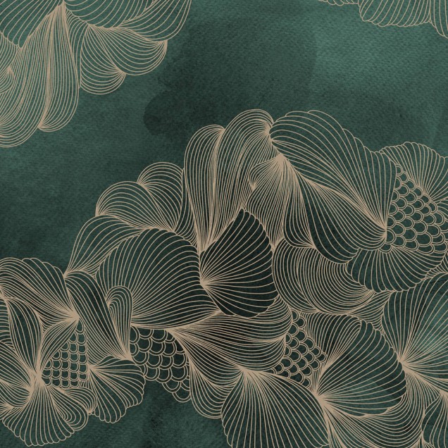 Fototapet elegant cu model abstract verde și auriu