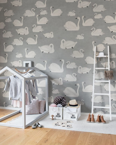 Tapet 3D cu lebada, design minimalist si elegant, perfect pentru decorarea dormitorului sau a livingului