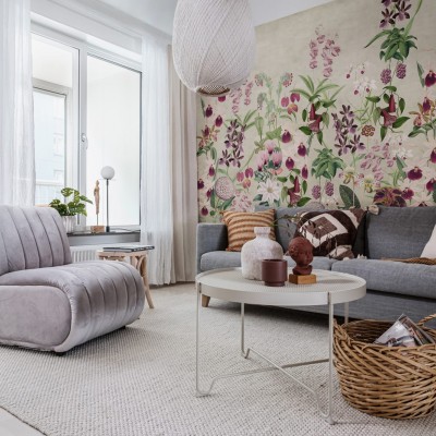 Tapet floral 3D Alice's Garden, cu design modern și elegant, perfect pentru dormitoare, livinguri sau birouri.