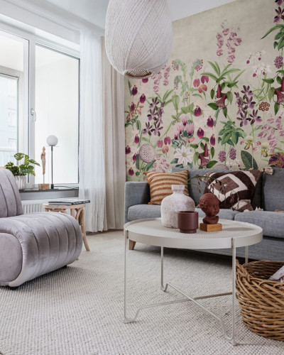 Tapet floral 3D Alice's Garden, cu design modern și elegant, perfect pentru dormitoare, livinguri sau birouri.