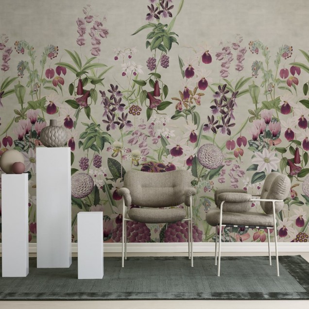 Tapet floral 3D Alice's Garden, cu design modern și elegant, perfect pentru dormitoare, livinguri sau birouri.