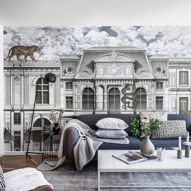Tapet 3D cu design urban si tigru, Animal Avenue, Colorful
