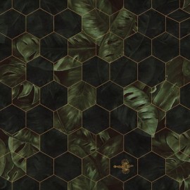 Foto tapet 3D Hexagon Leaves, personalizat, Rebel Walls