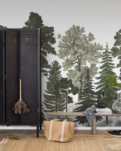 Tapet 3D cu design de padure luxuriant, ideal pentru hol, dormitor sau living