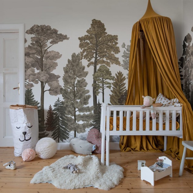 Tapet 3D Scandinavian Bellewood, Fall, cu aspect de padure.