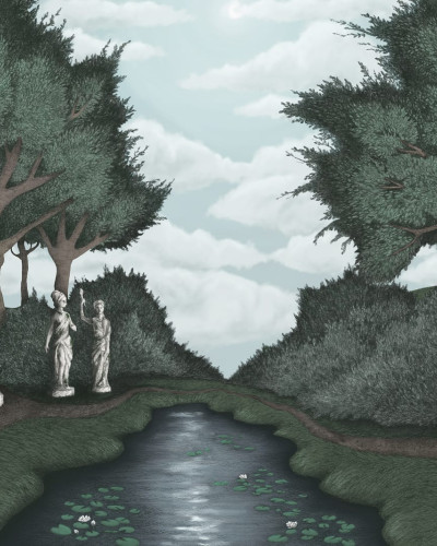 Tapet 3D Victoria's Garden, Day, cu design clasic si elegant, inspirat de natura si arta.