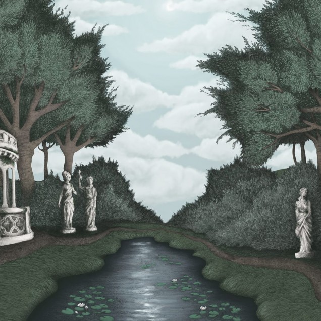 Tapet 3D Victoria's Garden, Day, cu design clasic si elegant, inspirat de natura si arta.