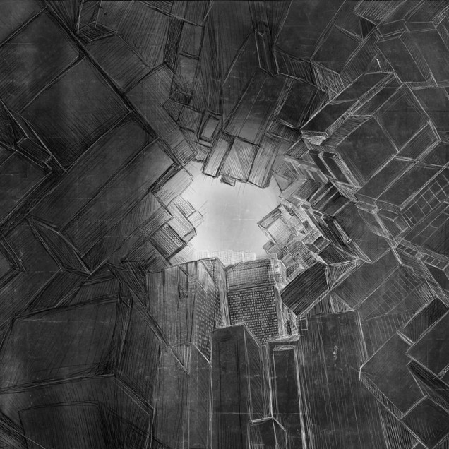Tapet modern cu design abstract geometric, Inception.