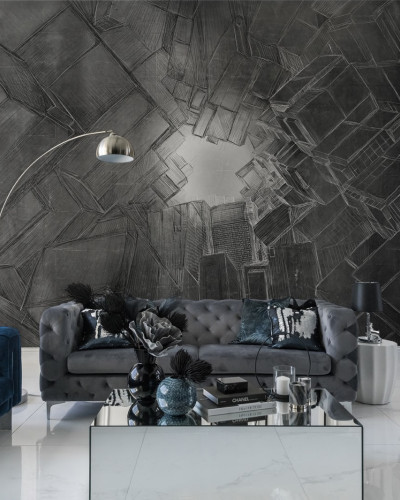 Tapet modern cu design abstract geometric, Inception.