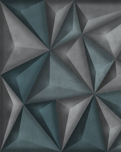 Soundproof tapet, design modern, geometric, gri si albastru, dormitor