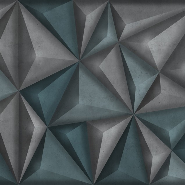 Soundproof tapet, design modern, geometric, gri si albastru, dormitor