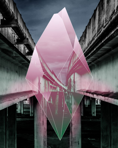 Tapet Sparking City  - design modern, abstract, gri si roz