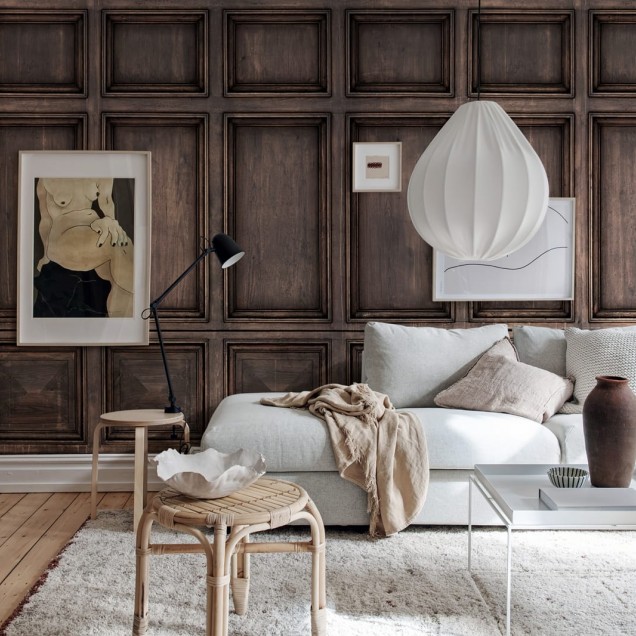 Imagine de perete cu panouri din lemn, design clasic și elegant.