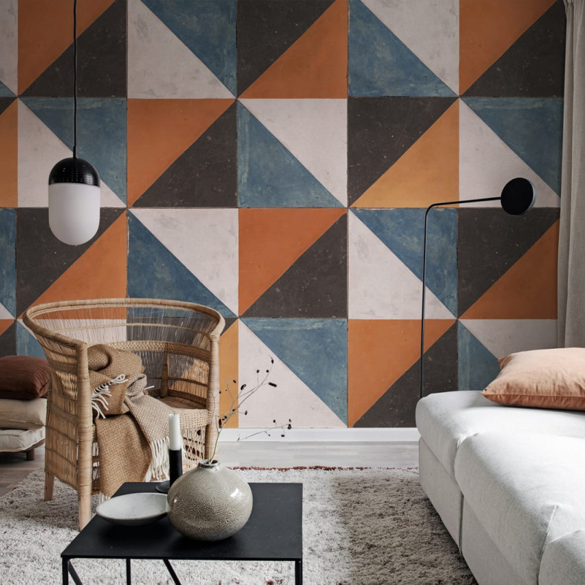 Tapet geometric cu culori vibrante, Tunis, Saffron
