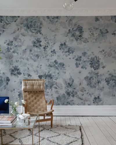 Tapet cu flori Fontvieille, Light Blue, design modern, colorit delicat