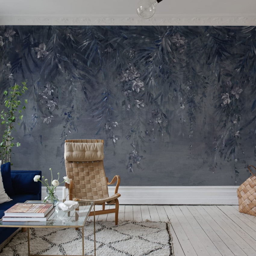 Tapet Honolulu Gold, cu design natural, elegant, în culori gri și auriu.