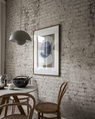 Barcelona, Sand wallpaper, perete din cărămidă, living, minimalist