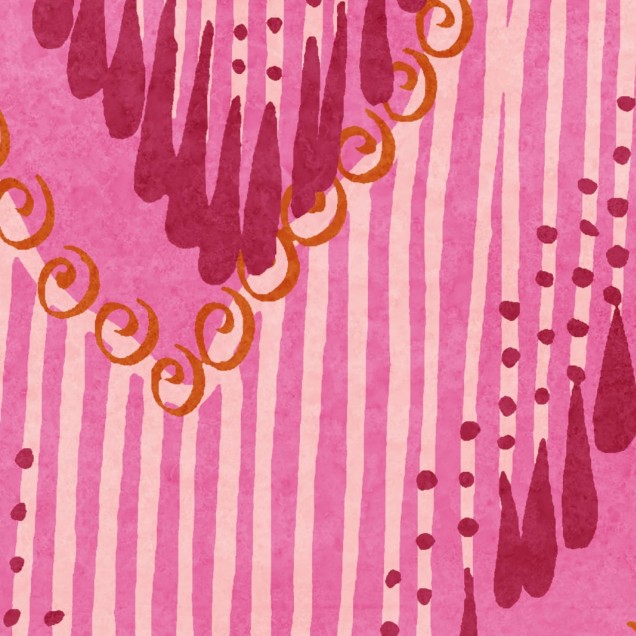 Tapet Fringed Follies Hot Pink cu un design geometric elegant, cu un model de franjuri în cascadă.