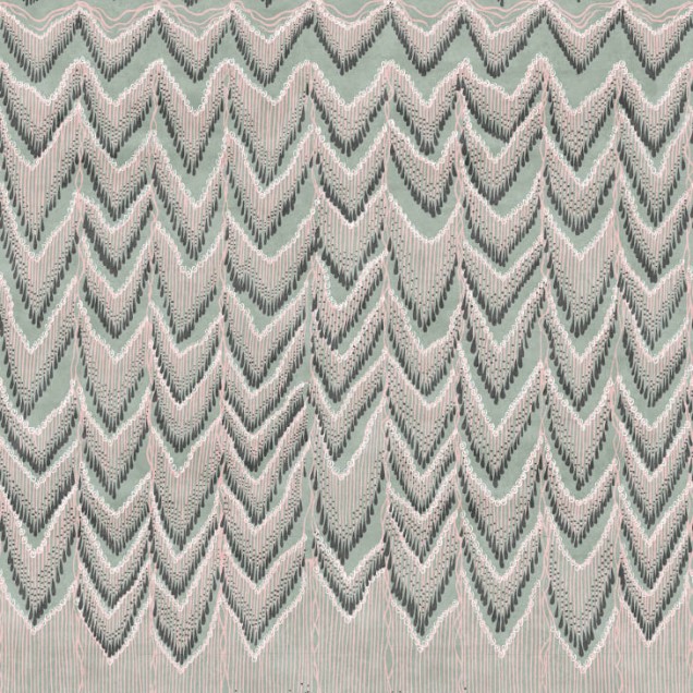 Tapet geometric Fringed Follies in nuanta de menta, cu franjuri delicate.