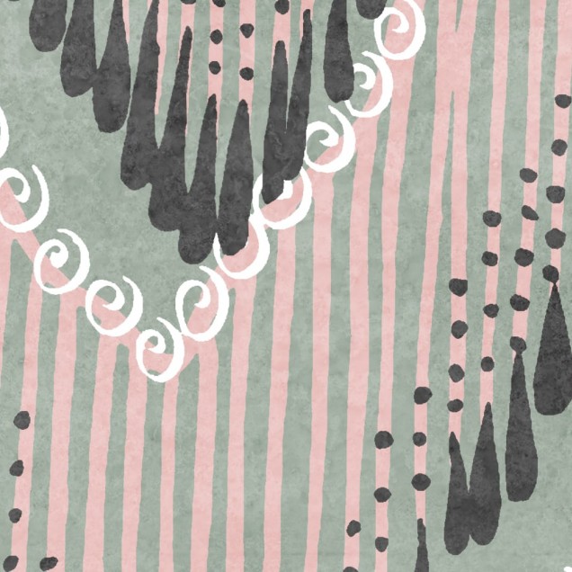 Tapet geometric Fringed Follies in nuanta de menta, cu franjuri delicate.