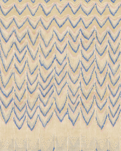 Imagine cu un tapet geometric cu model chevron în nuanțe de albastru și bej, decorat cu un design delicat și subtil.