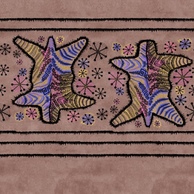 Tapet Zebra Skin, Coco cu model abstract, inspirat din arta tribala, cu stele si linii geometrice.