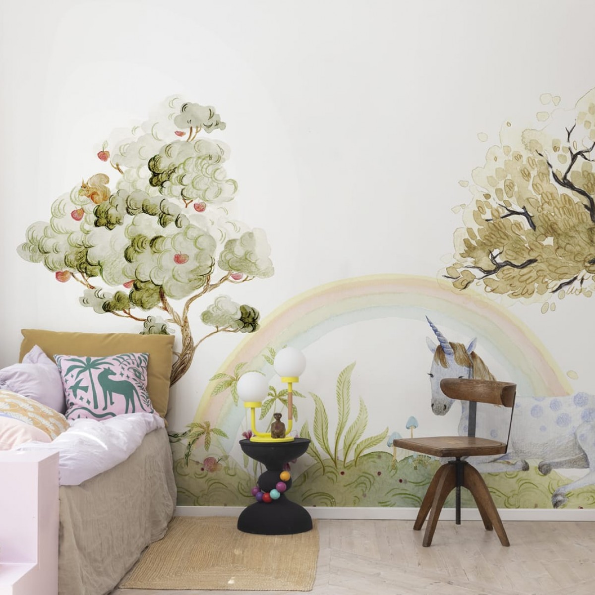 Foto tapet pentru copii Unicorn Dream, Rainbow, personalizat, Rebel Walls, Fototapet pentru copii 