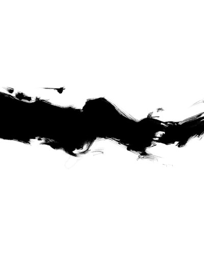 Tapet abstract negru pe fond alb, cu un design minimalist. Tapetul este aplicat pe un perete din sufragerie, deasupra unei canapele gri, cu o masă de cafea din sticlă și un scaun verde.