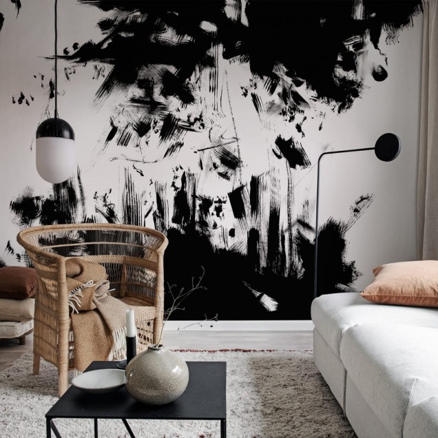 Tapet abstract modern in nuante de gri si negru, Structure, Graphite