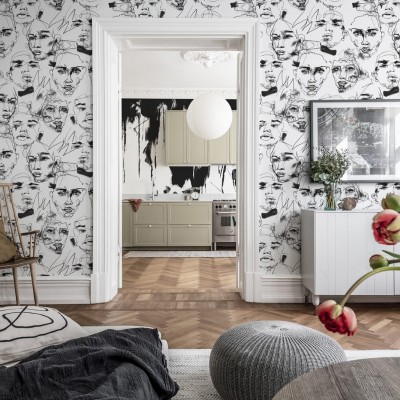 Tapet cu design modern Fala Bozetto, Graphite