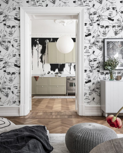 Tapet cu design modern Fala Bozetto, Graphite