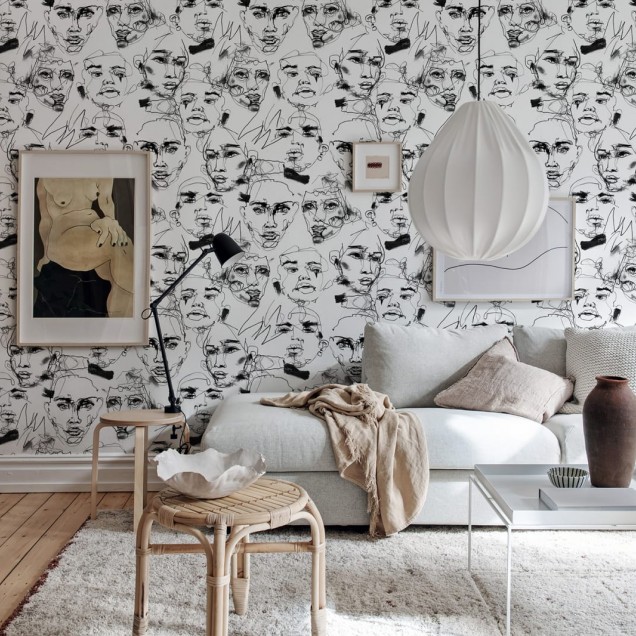 Tapet cu design modern Fala Bozetto, Graphite