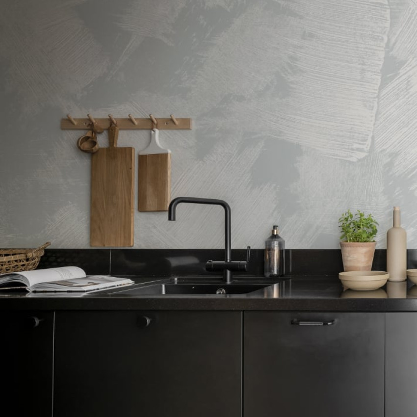 Brush, Verde -  cu linii albe pe un fundal verde, decorare perete.