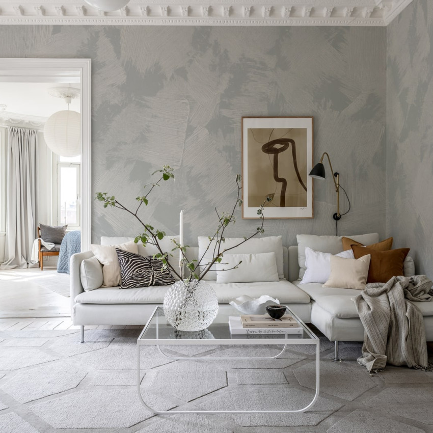 Brush, Verde -  cu linii albe pe un fundal verde, decorare perete.