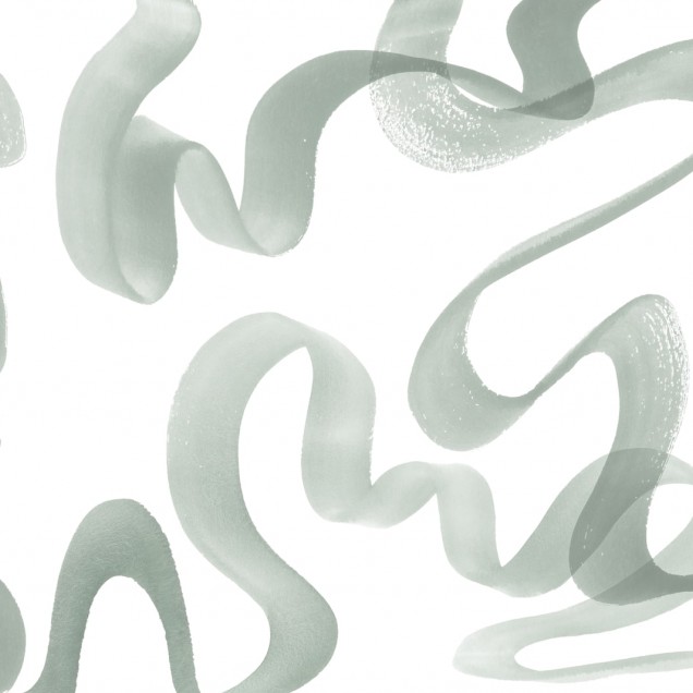 Tapet abstract cu valuri verzi într-un dormitor