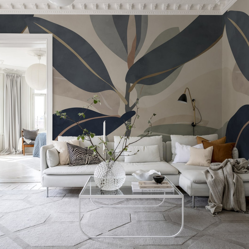 Tapet abstract cu design minimalist și nuanțe de piersică