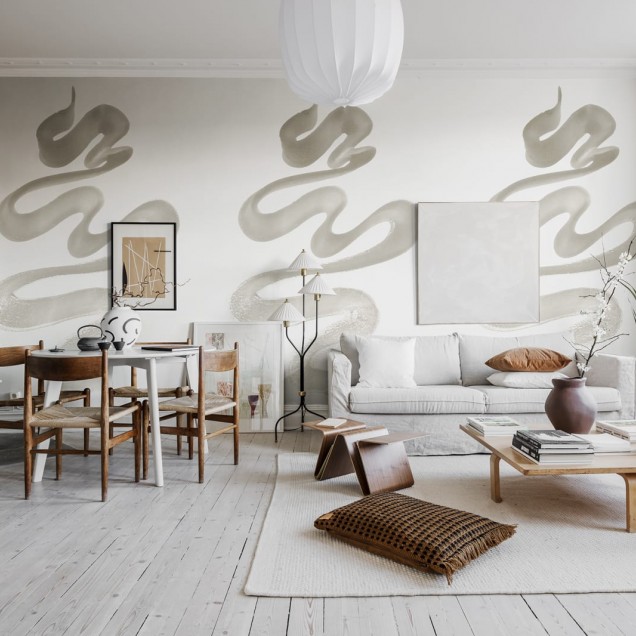 Tapet modern cu design minimalist Stroke Sand