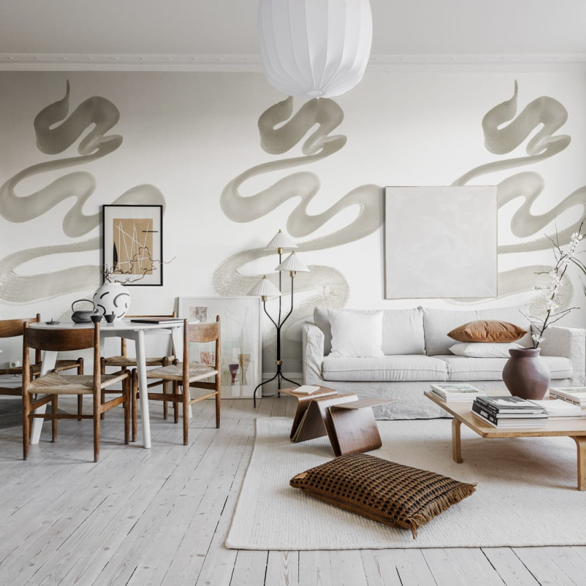 Tapet abstract cu design in nuante de gri, perfect pentru living, dormitor sau birou.