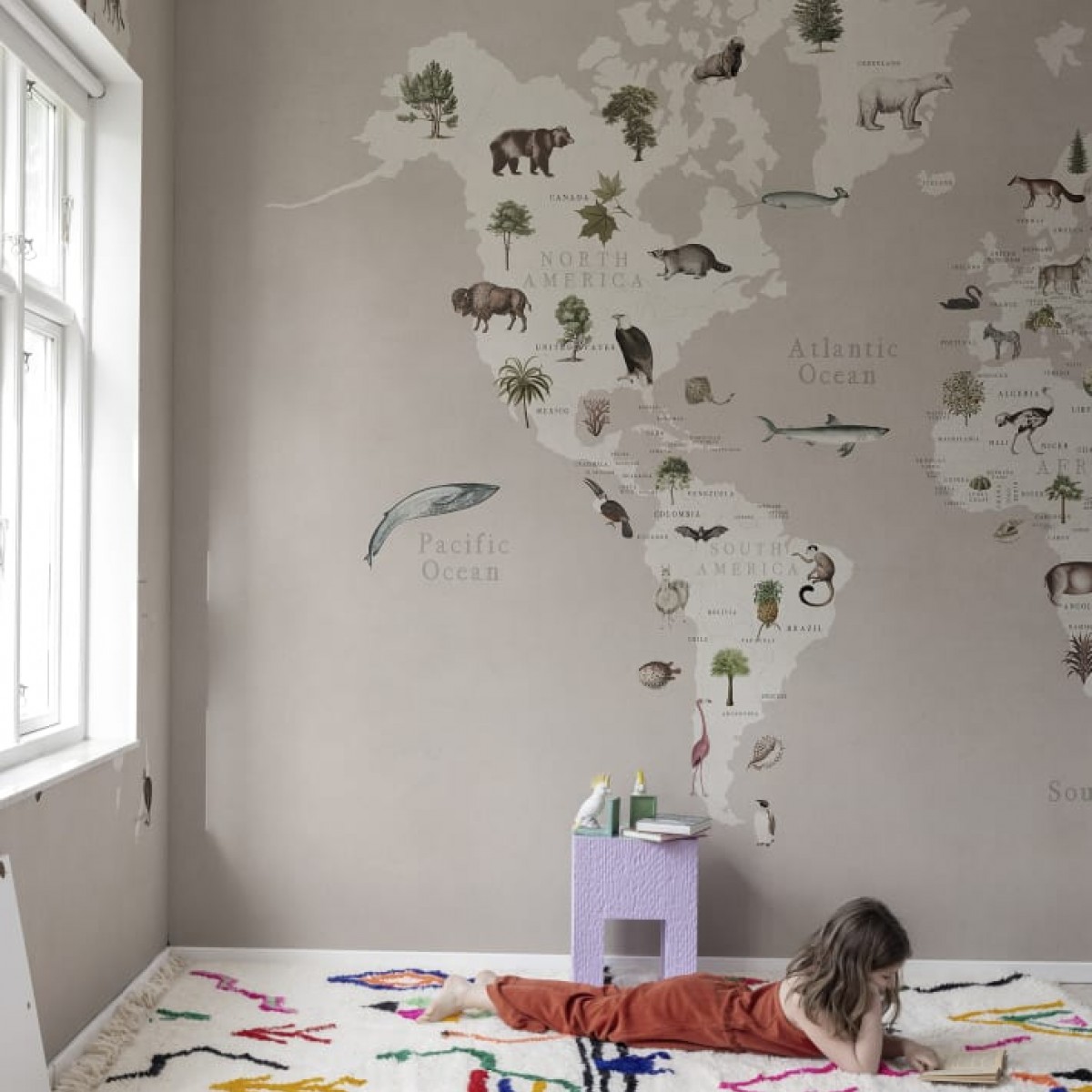 Fototapet Animal World, Pastel Pink, personalizat, Rebel Walls, Fototapet pentru copii 